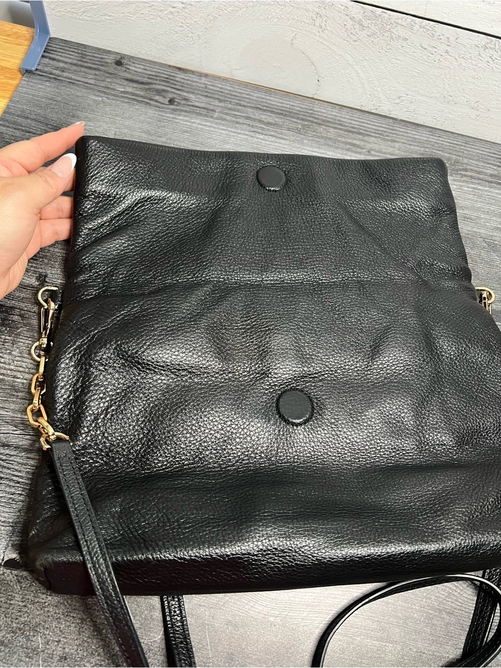 Tory Burch Black Leather Fold-Over Crossbody - Picture 5 of 6